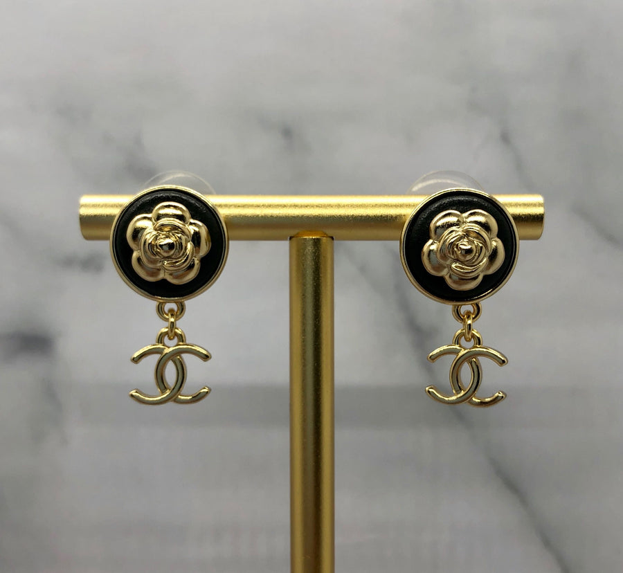 CHANEL CC Camelia Pendant Earrings - Pre owned