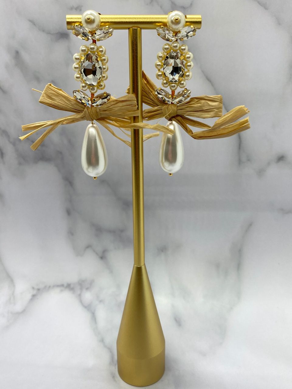 SIMONE ROCHA Bow Rhinestone & Pearl Earrings - Pre owned
