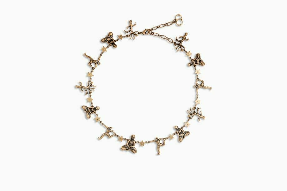 CHRISTIAN DIOR D YOGA Luxury Aged Gold Necklace