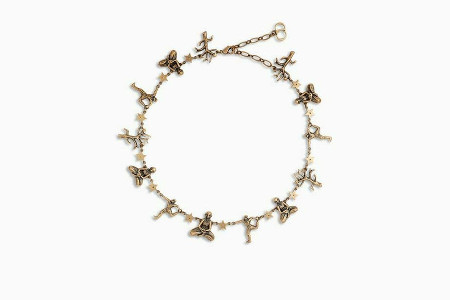 CHRISTIAN DIOR D YOGA Luxury Aged Gold Necklace