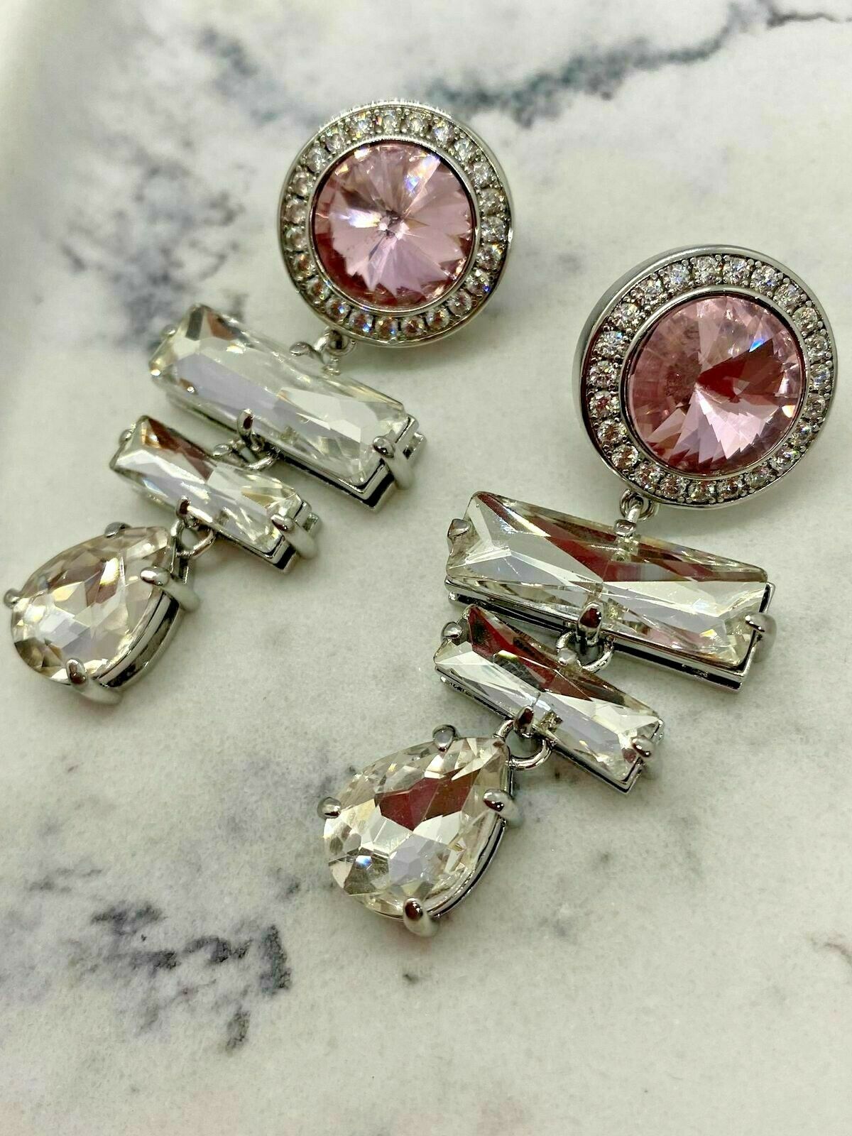 MIU MIU Pink Rhinestone Pendant Earrings - Pre owned