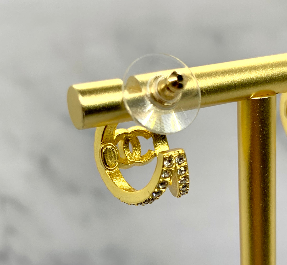 CHANEL CC Rhinestone Hoop Earrings - USED
