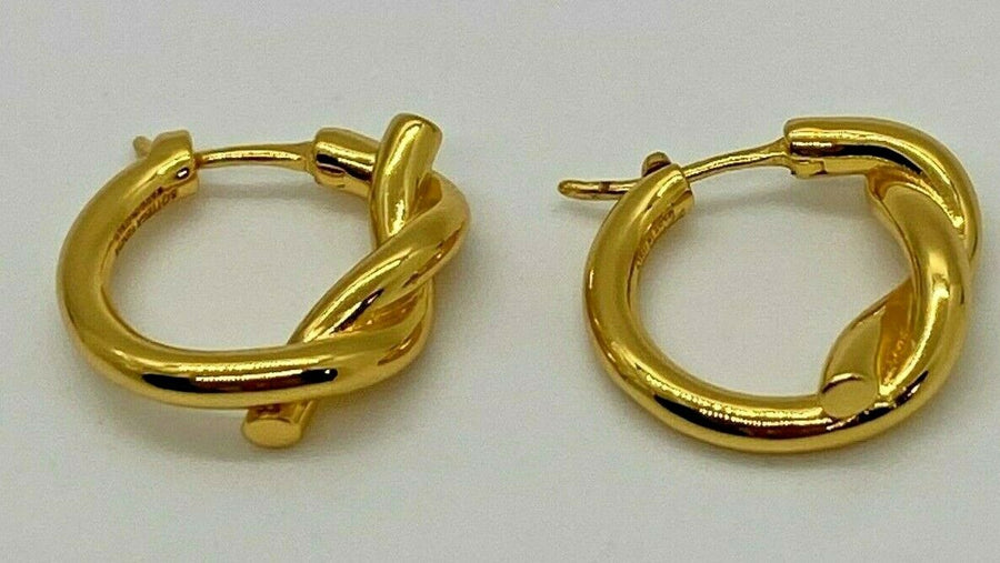 BOTTEGA VENETA Luxury Gold Tone Small Knot Earrings - Pre owned