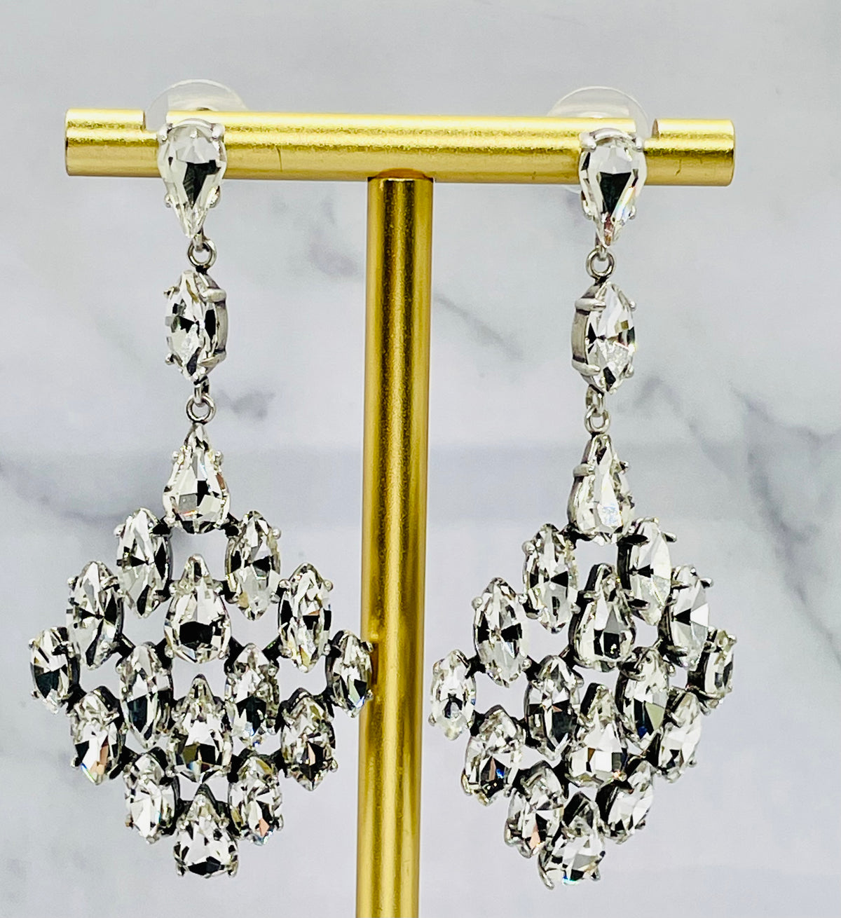 YSL YVES SAINT LAURENT Rhinestone Pendant Earrings - Pre owned