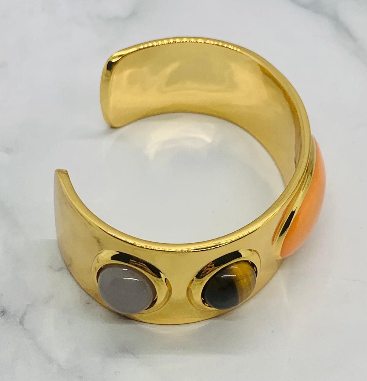 YVES SAINT LAURENT Cabochon Statement Cuff Bracelet - Pre owned