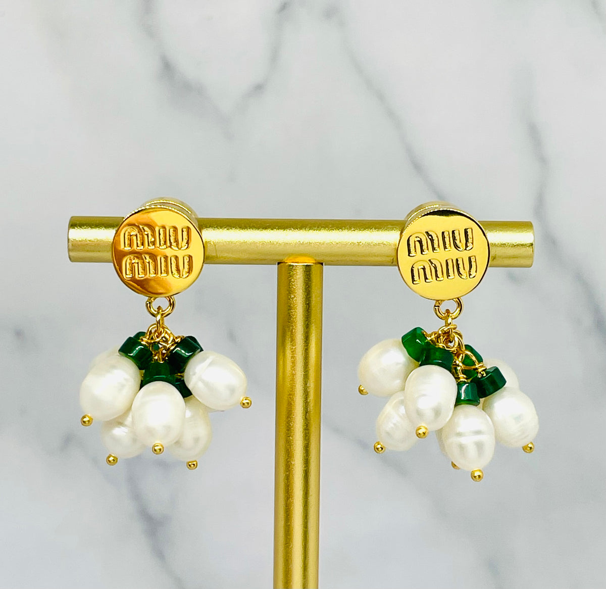 MIU MIU Pearl Cluster Pendant Earrings - Pre owned
