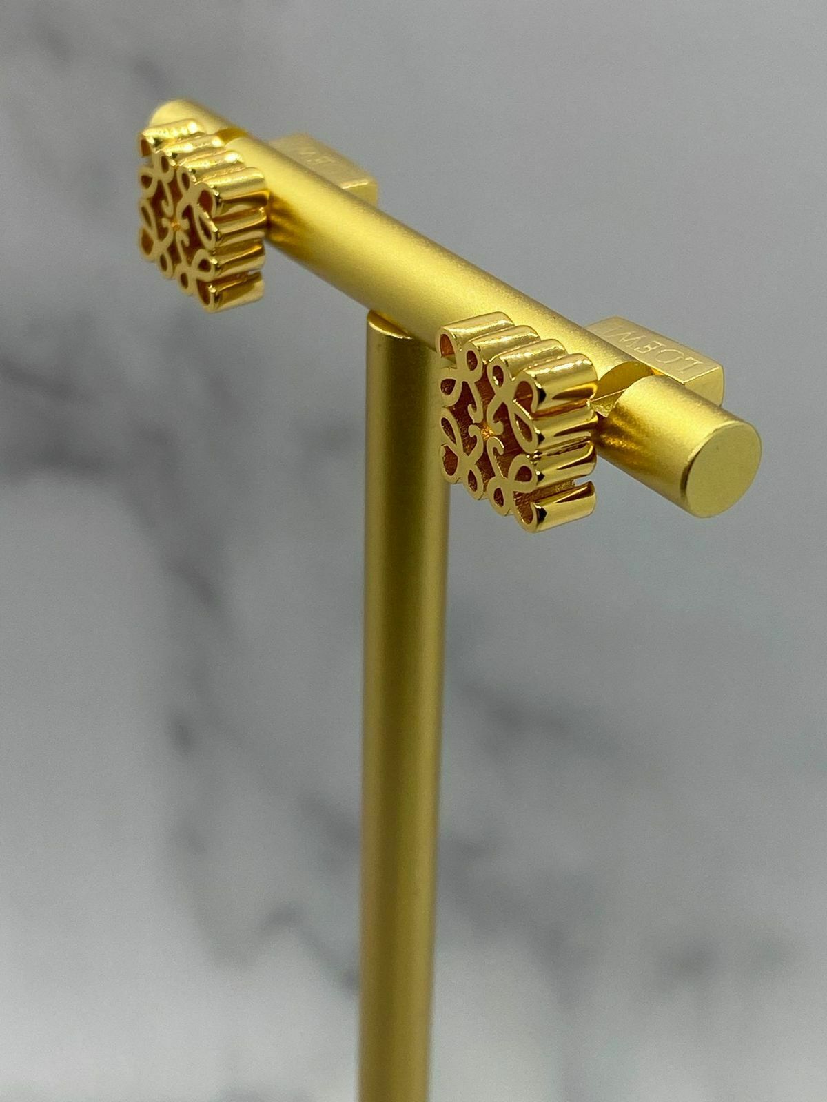 LOEWE Gold Tone Monogram Earrings - Pre owned