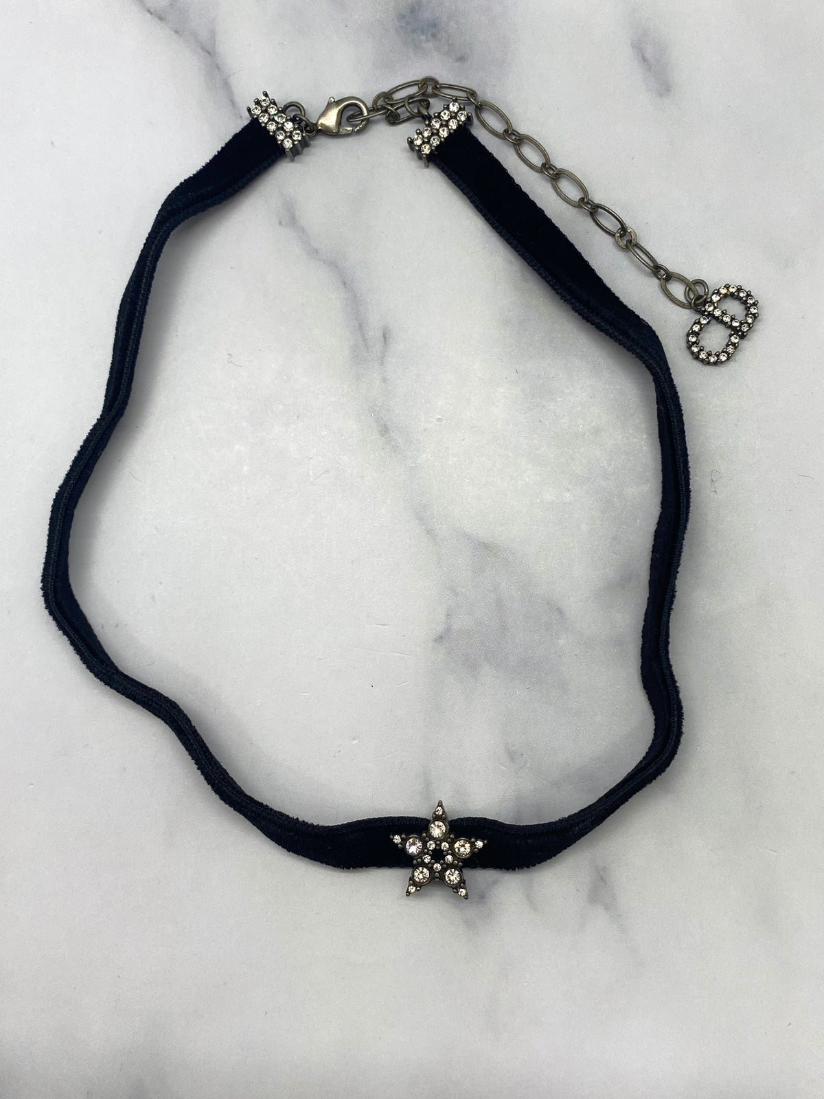 CHRISTIAN DIOR Black Velvet Star Choker Necklace - Pre owned