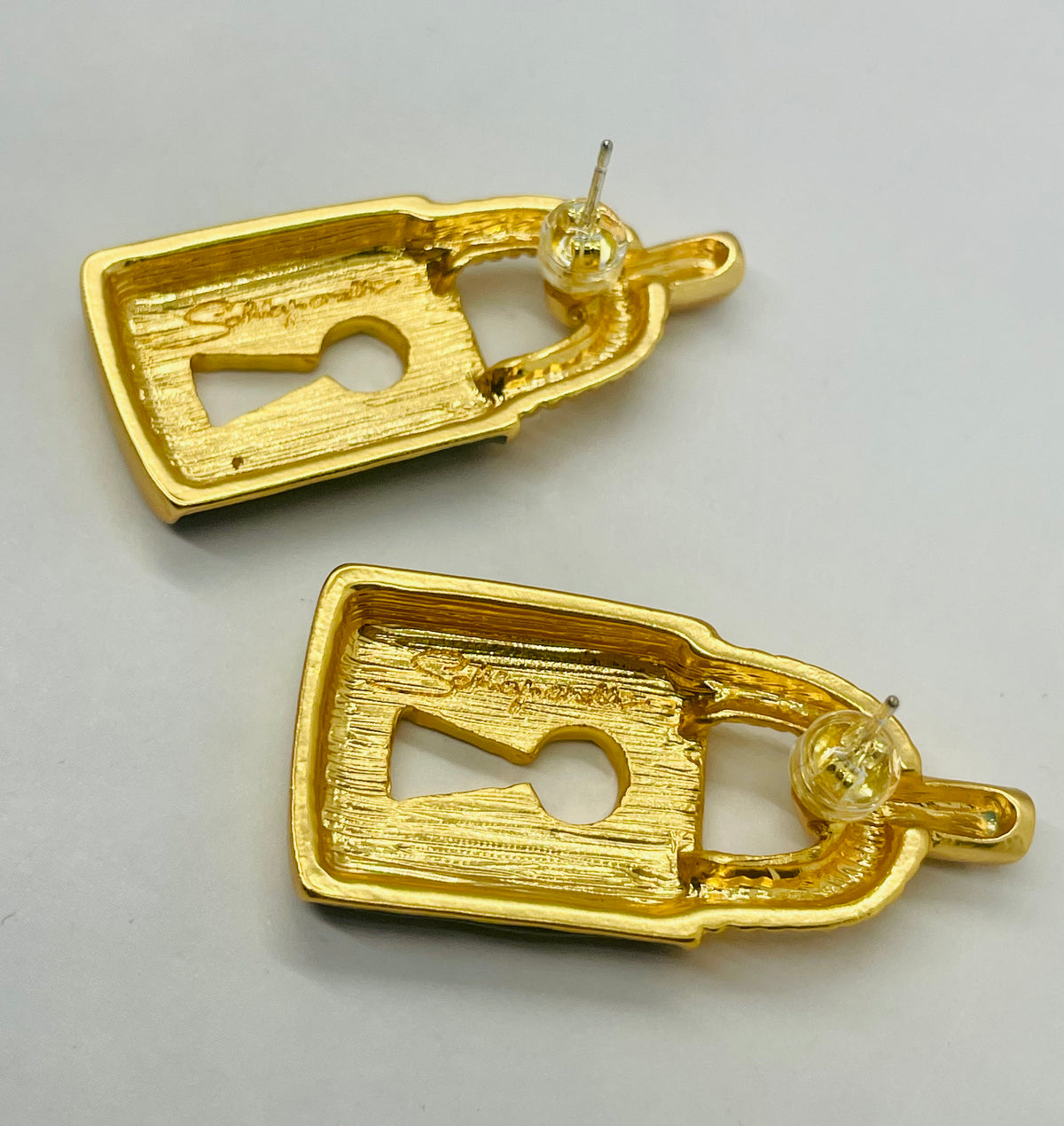 SCHIAPARELLI Vintage Enamel Lock Earrings - Pre owned