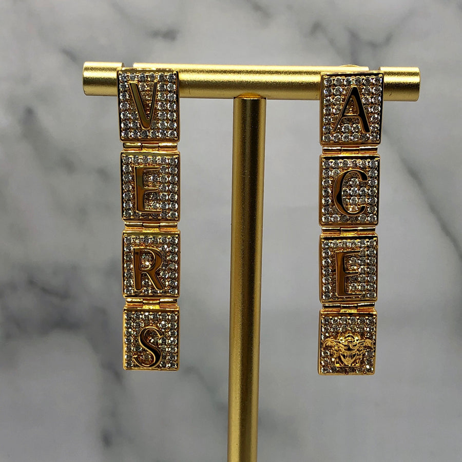 VERSACE Medusa Rhinestone Pendant Earrings - Pre owned