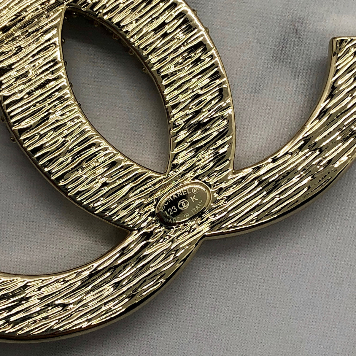 CHANEL CC Silver Tone Half Rhinestone Brooch Pin - Pre owned