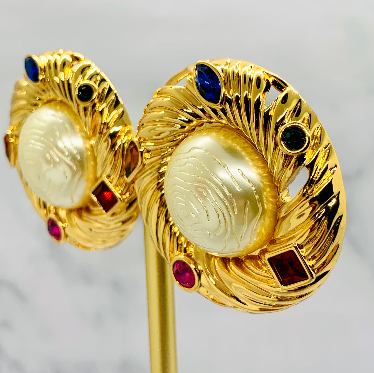 YSL YVES SAINT LAURENT Statement Clip On Earrings - Pre owned
