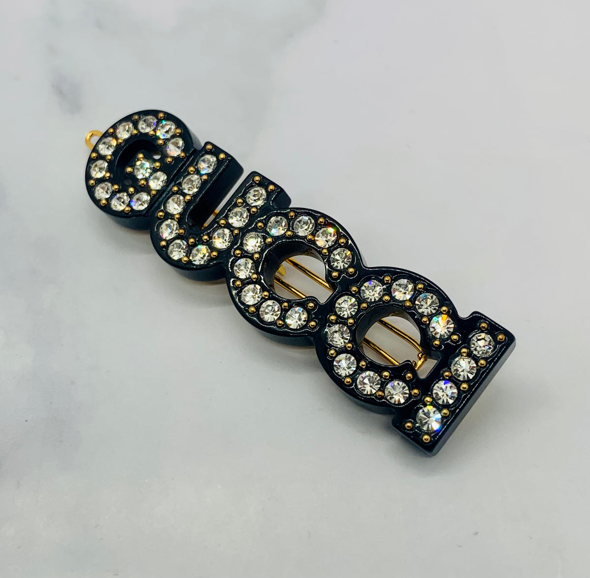 GUCCI Rhinestone Acrylic Hair Clip Barrette - Pre owned