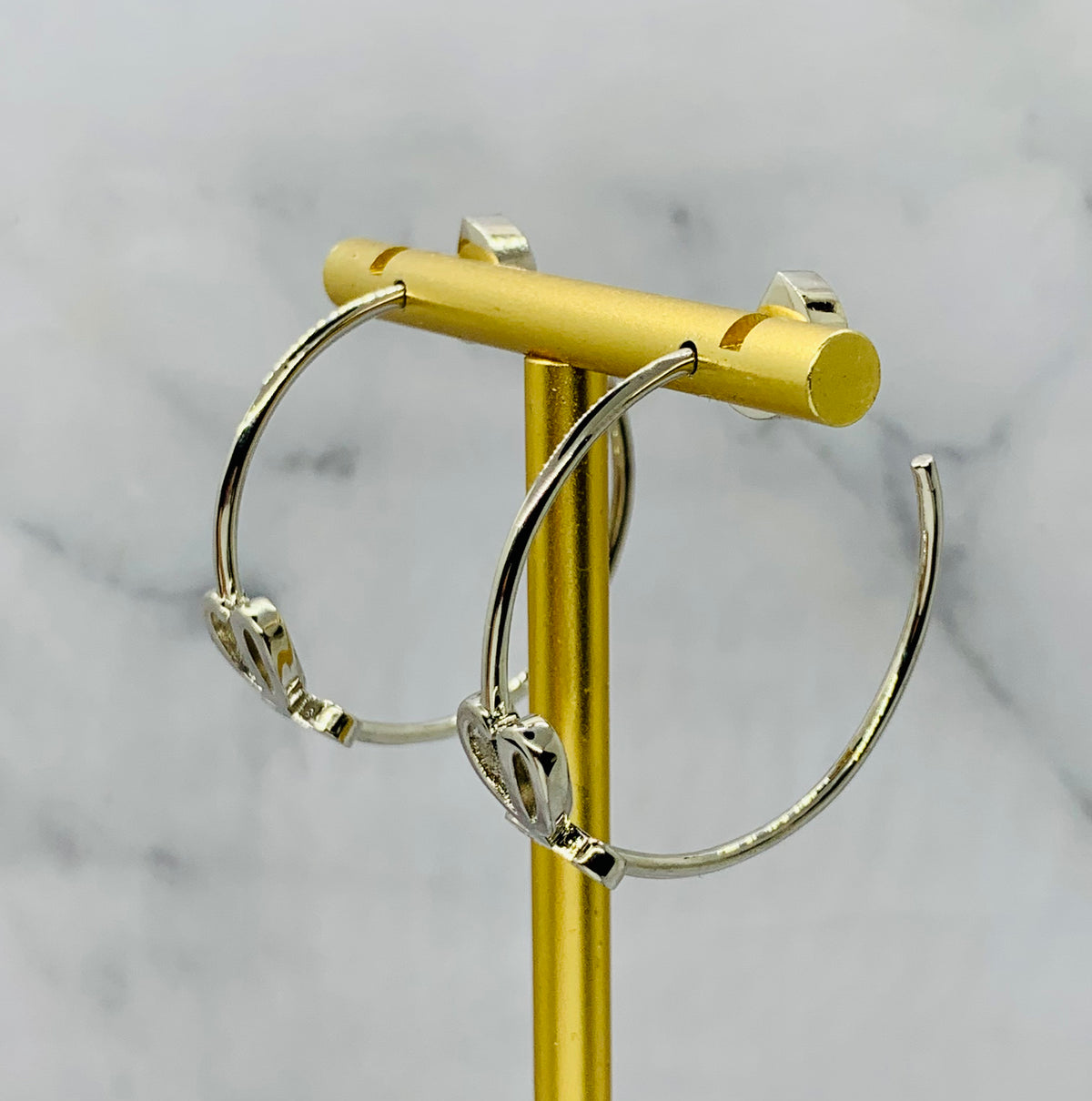 LOEWE L Silver Tone Hoop Earrings - Pre owned