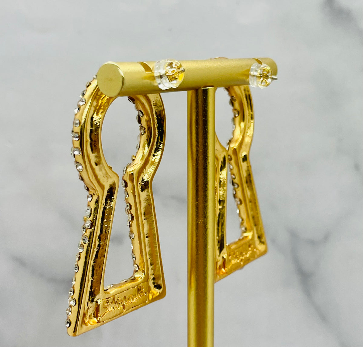 SCHIAPARELLI Rhinestone Keyhole Statement Earrings - Pre owned