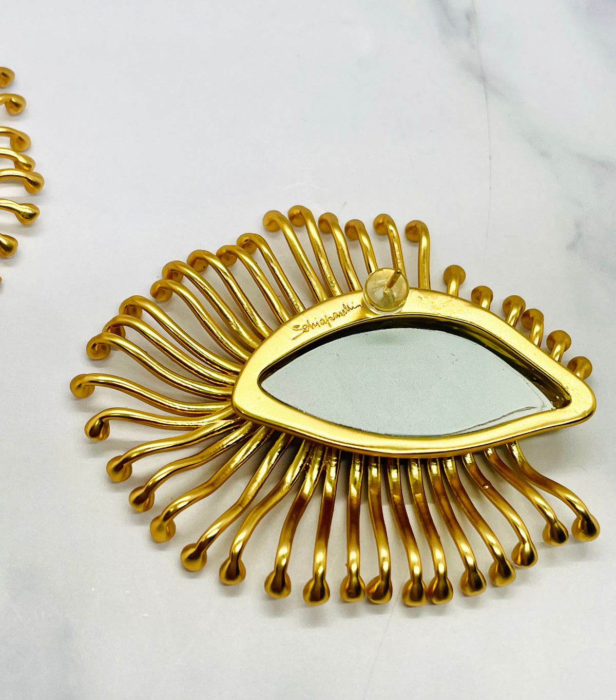 SCHIAPARELLI Eye Rhinestone Hoop Earrings - Pre owned