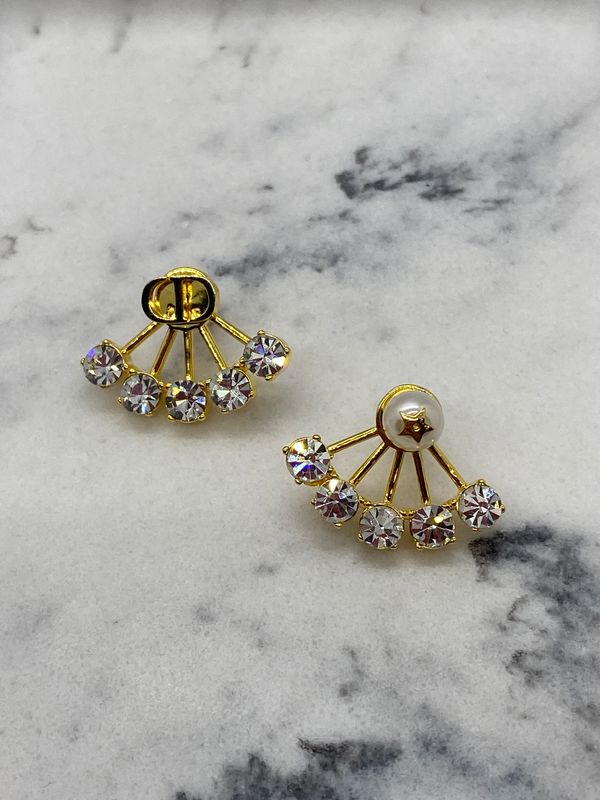 CHRISTIAN DIOR CD Rhinestone Earrings - Pre owned