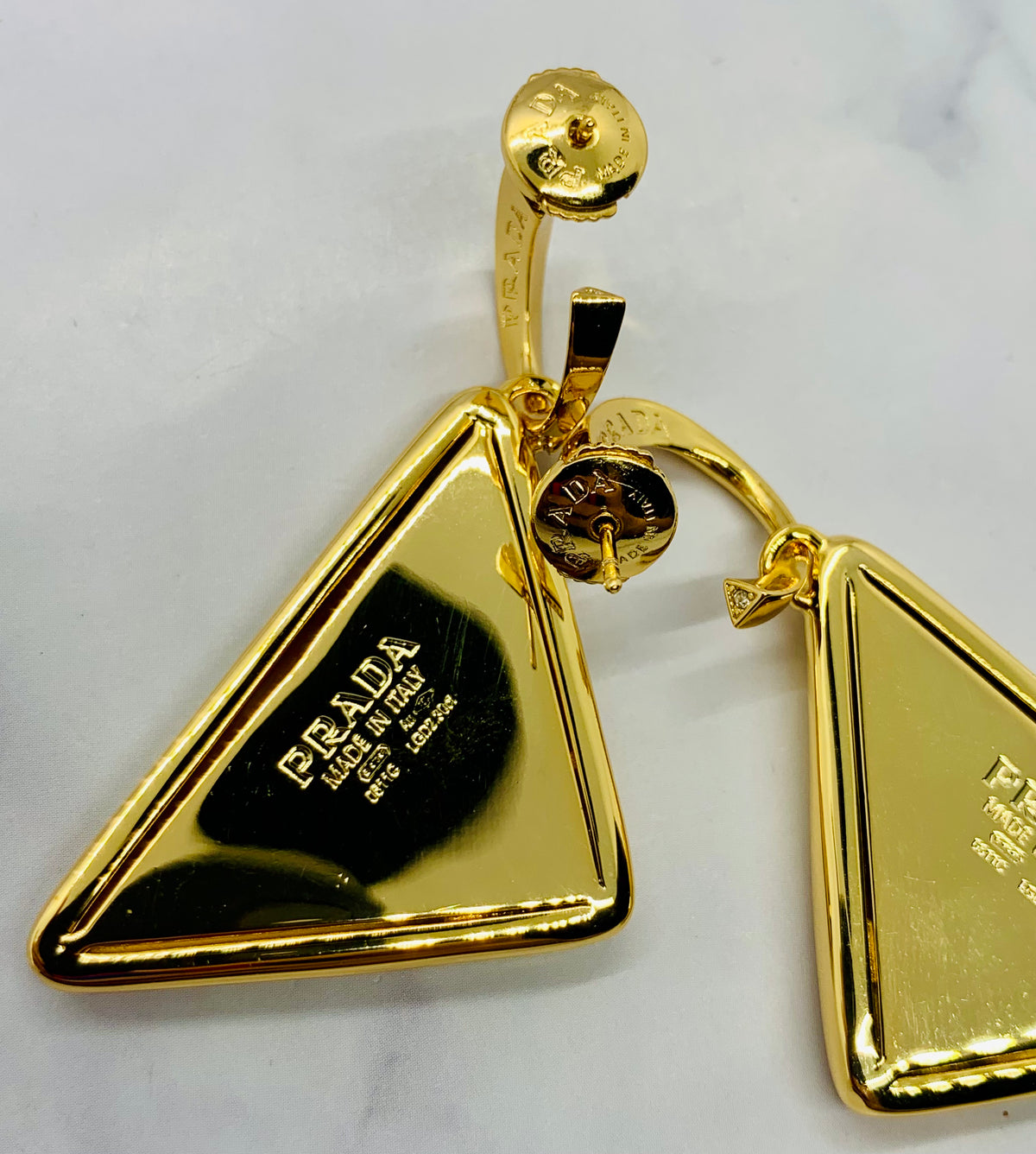 PRADA Triangle Rhinestone Earrings - Pre owned