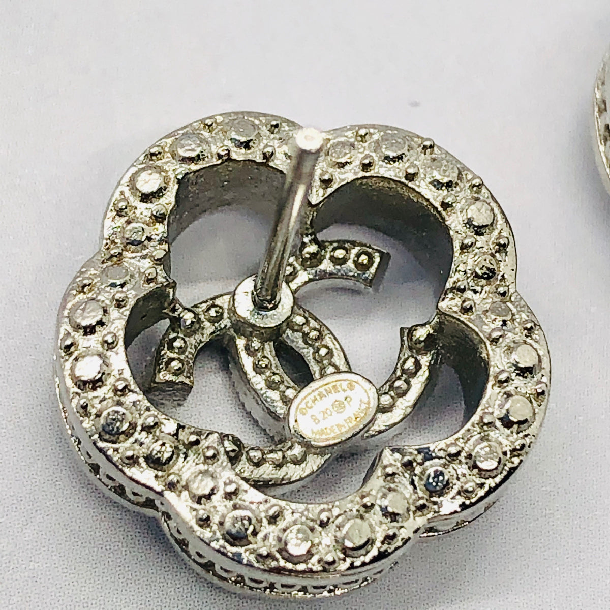 CHANEL CC Rhinestone Flower Earrings - USED