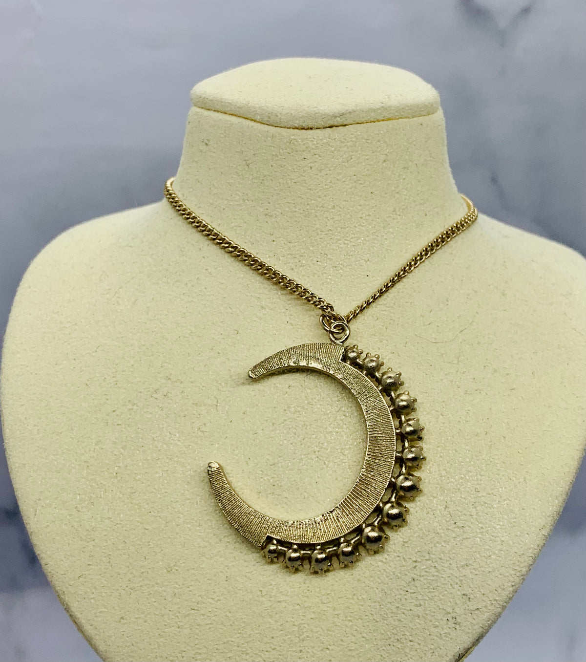 CHANEL CC Rhinestone Crescent Moon Necklace - Pre owned