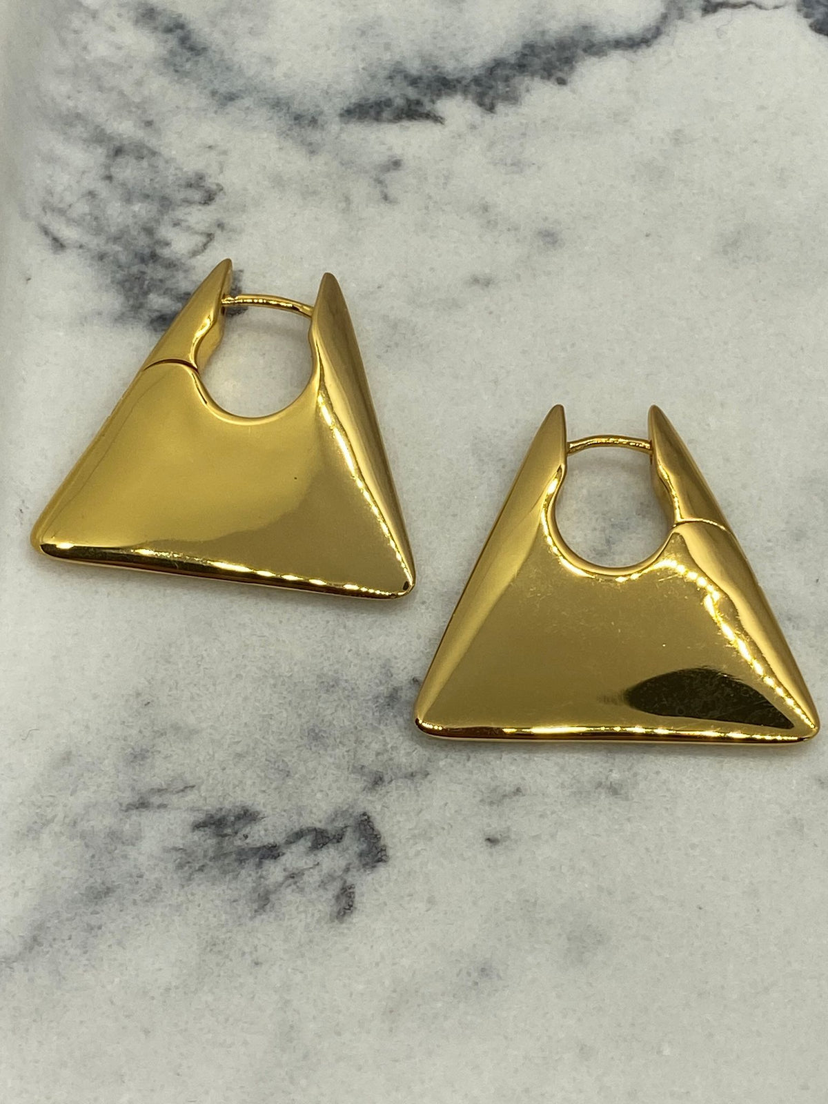 BOTTEGA VENETA Gold Tone Triangle Earrings - Pre owned