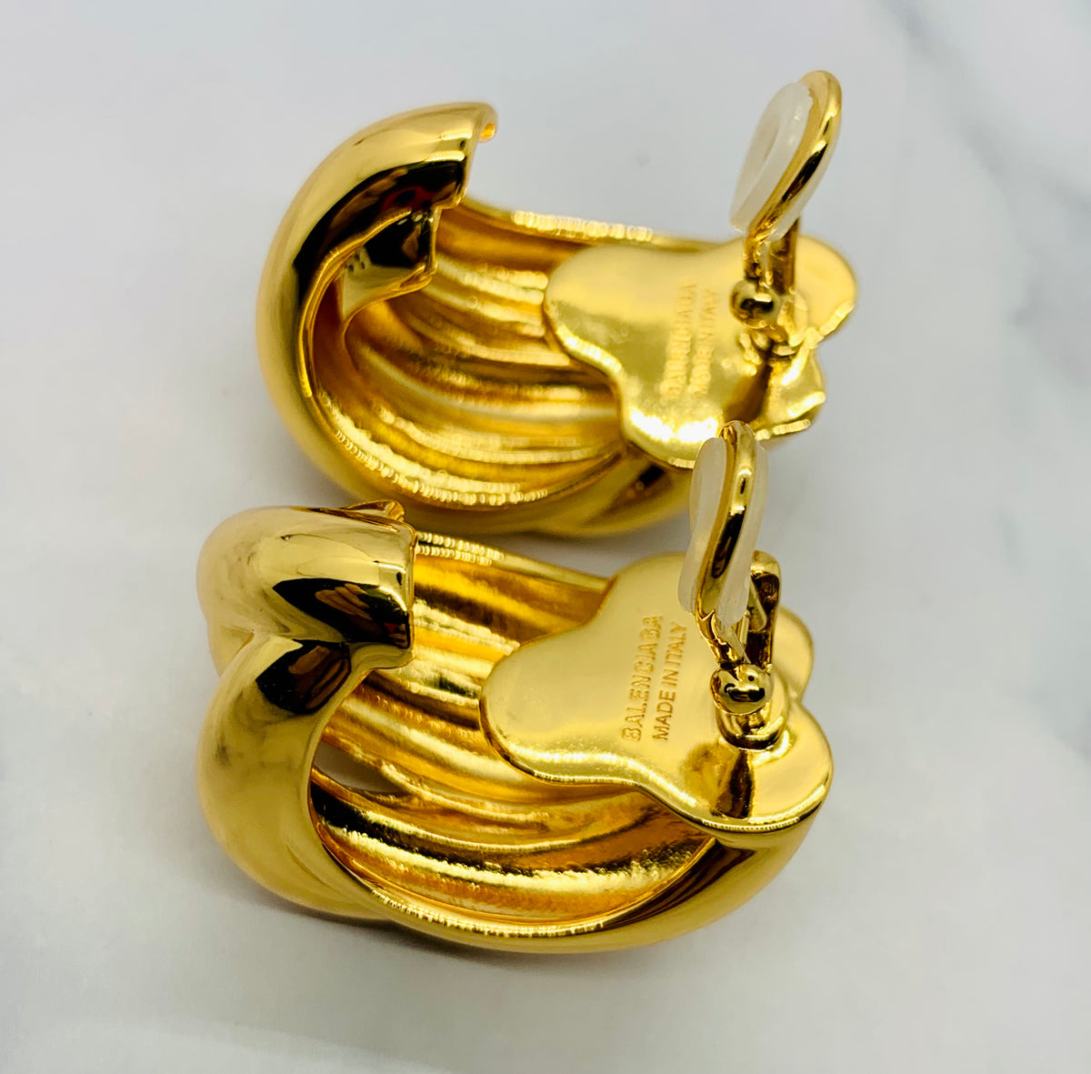 BALENCIAGA Gold Statement Clip On Earrings - Pre owned