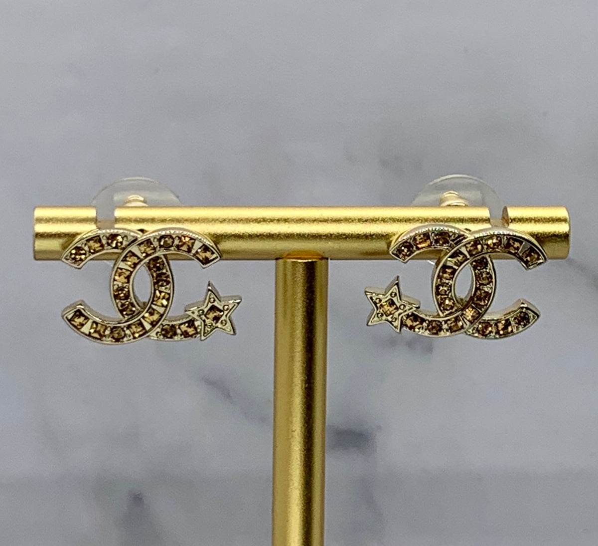CHANEL CC Star Rhinestone Earrings - Pre owned