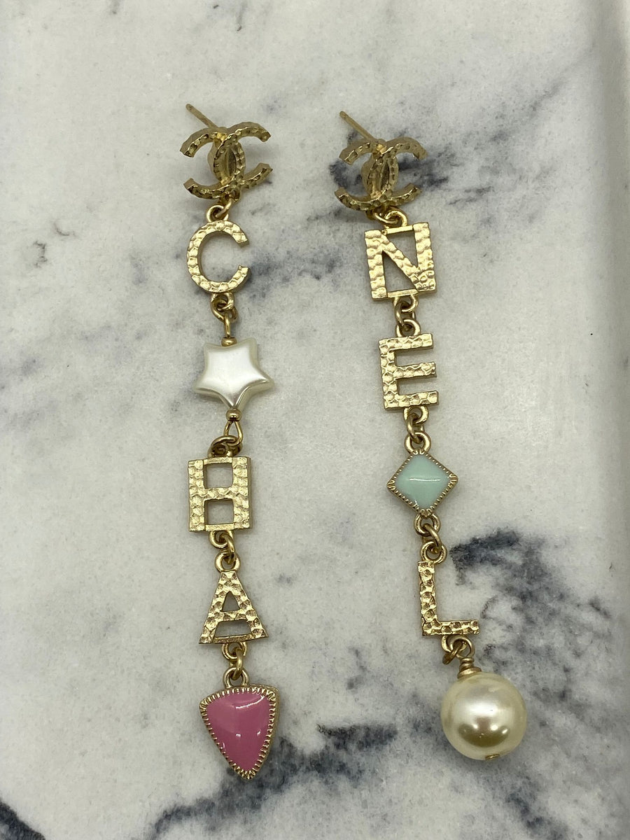 CHANEL CC Colorful Pendant Earrings - USED