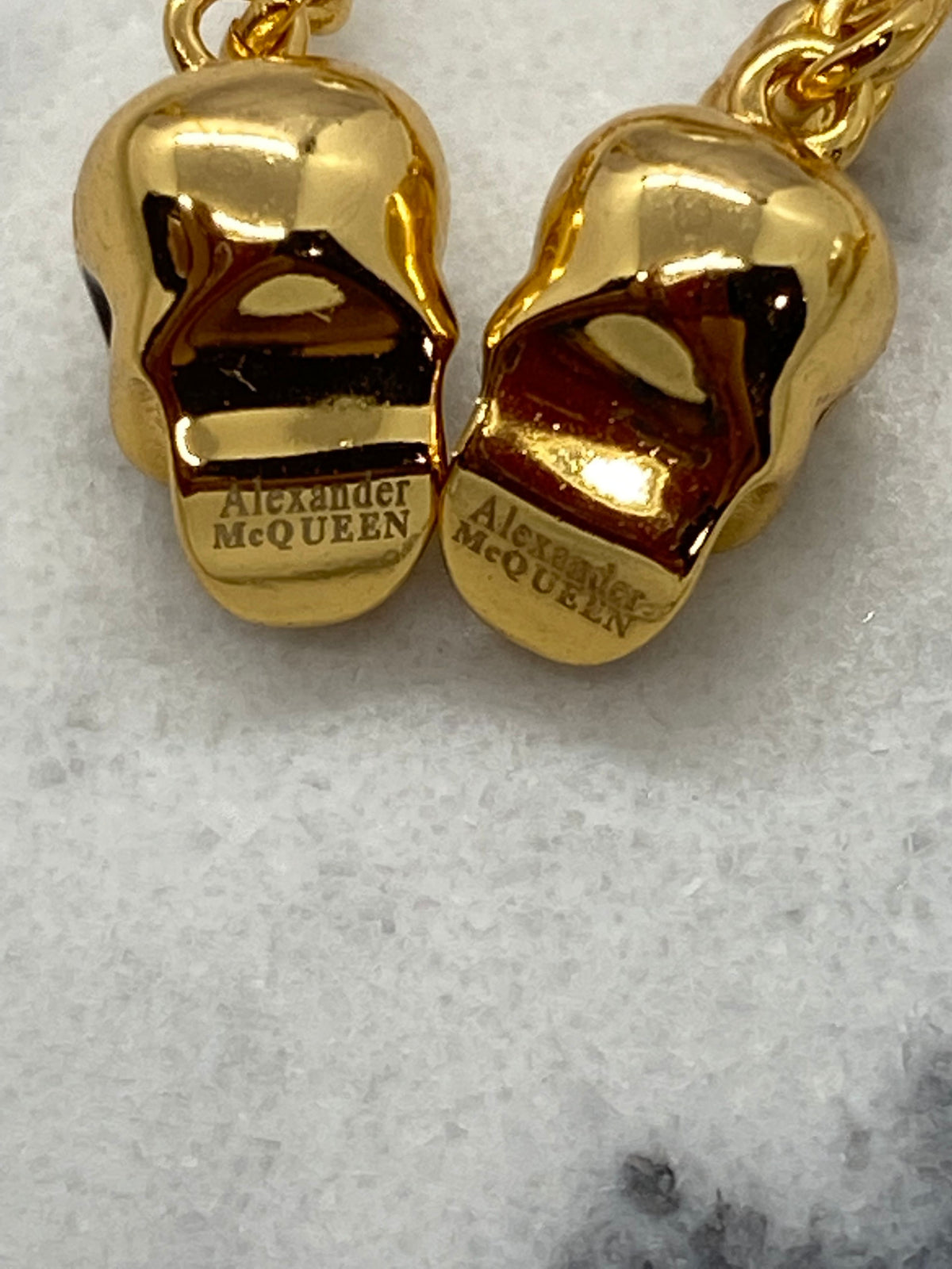 ALEXANDER McQUEEN Gold Tone Pearl Skull Earrings - Pre owned