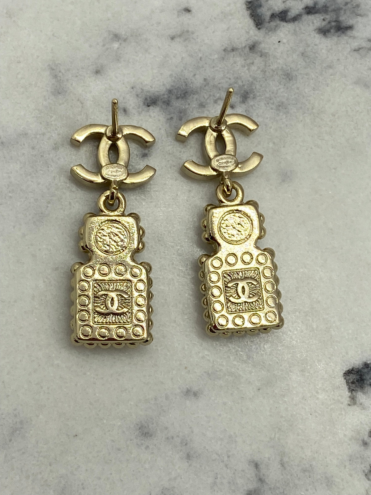 CHANEL CC Bottle Shaped Earrings - USED