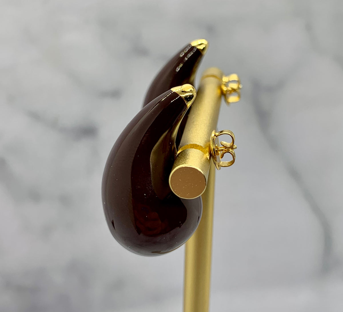 BOTTEGA VENETA Eggplant Tear Drop Earrings - Pre owned