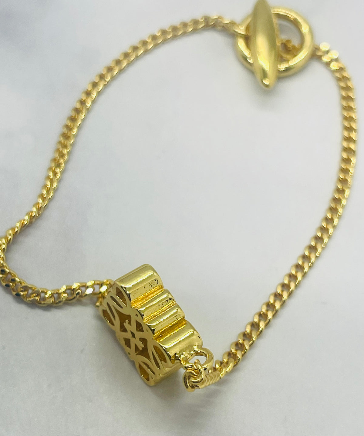 LOEWE Gold Tone Monogram Bracelet - Pre owned