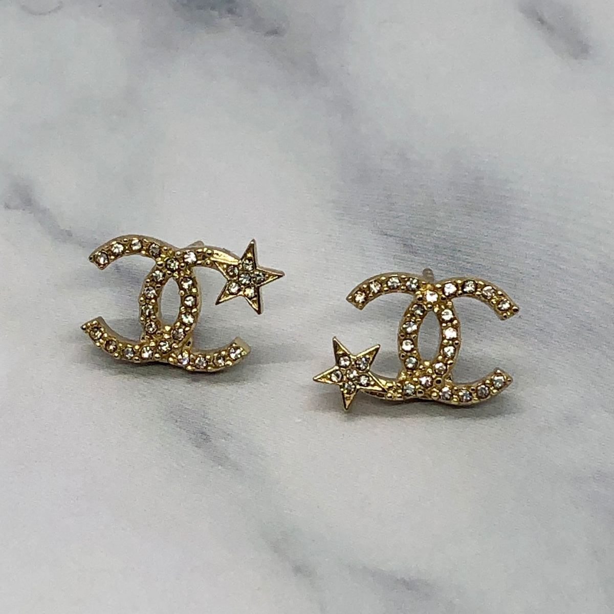 CHANEL CC Rhinestone Star Earrings - USED