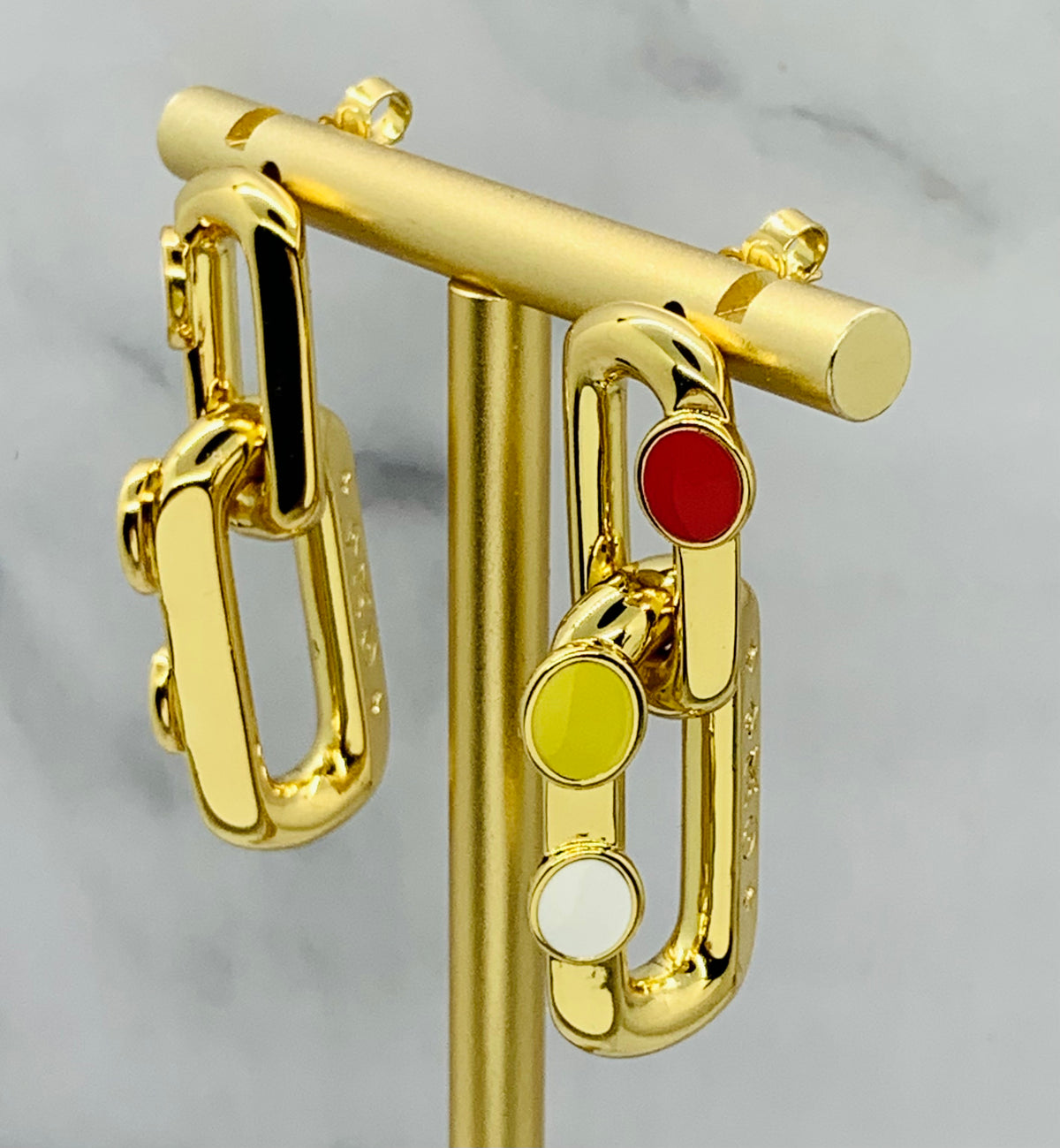 LOUIS VUITTON LV Colored Enamel Pendant Earrings - Pre owned