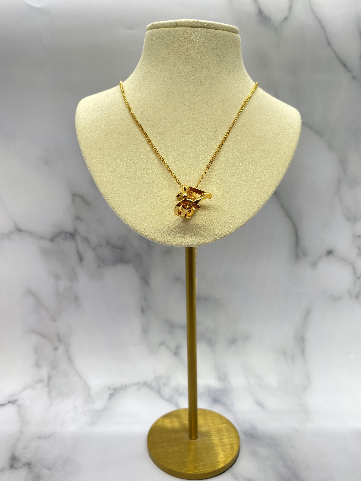 YSL Yves Saint Laurent Monogram Gold Charm Necklace - Pre owned