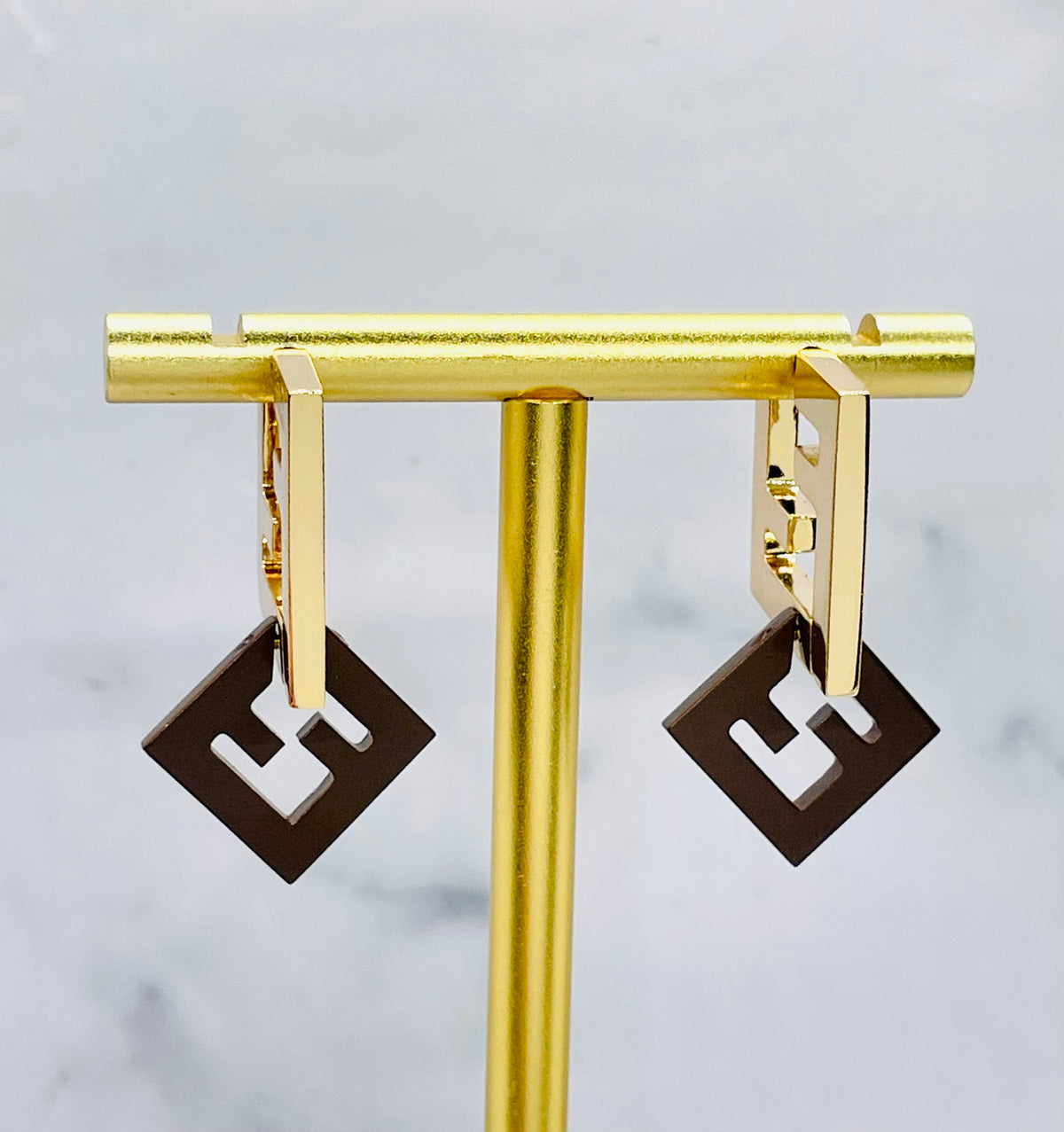 FENDI F Brown Tone Earrings Removable - Pre owned
