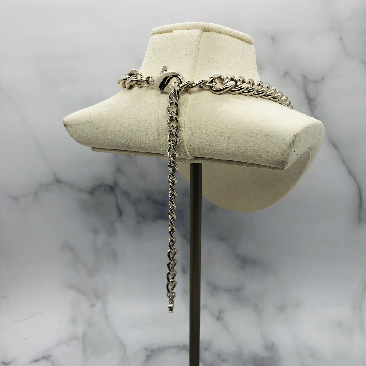 CHANEL CC Leather Rhinestone Choker Necklace - USED