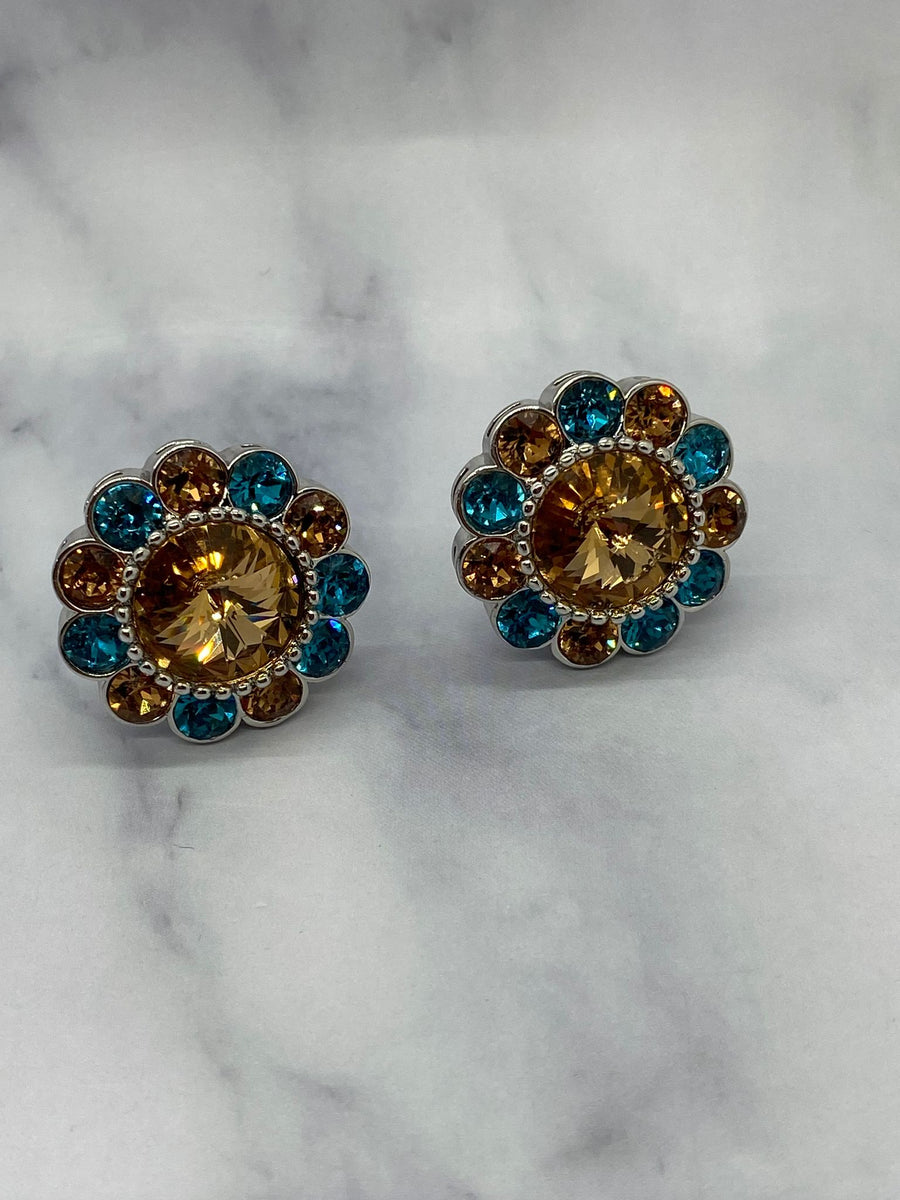 MIU MIU Rhinestone Flower Clip On Earrings - Pre owned