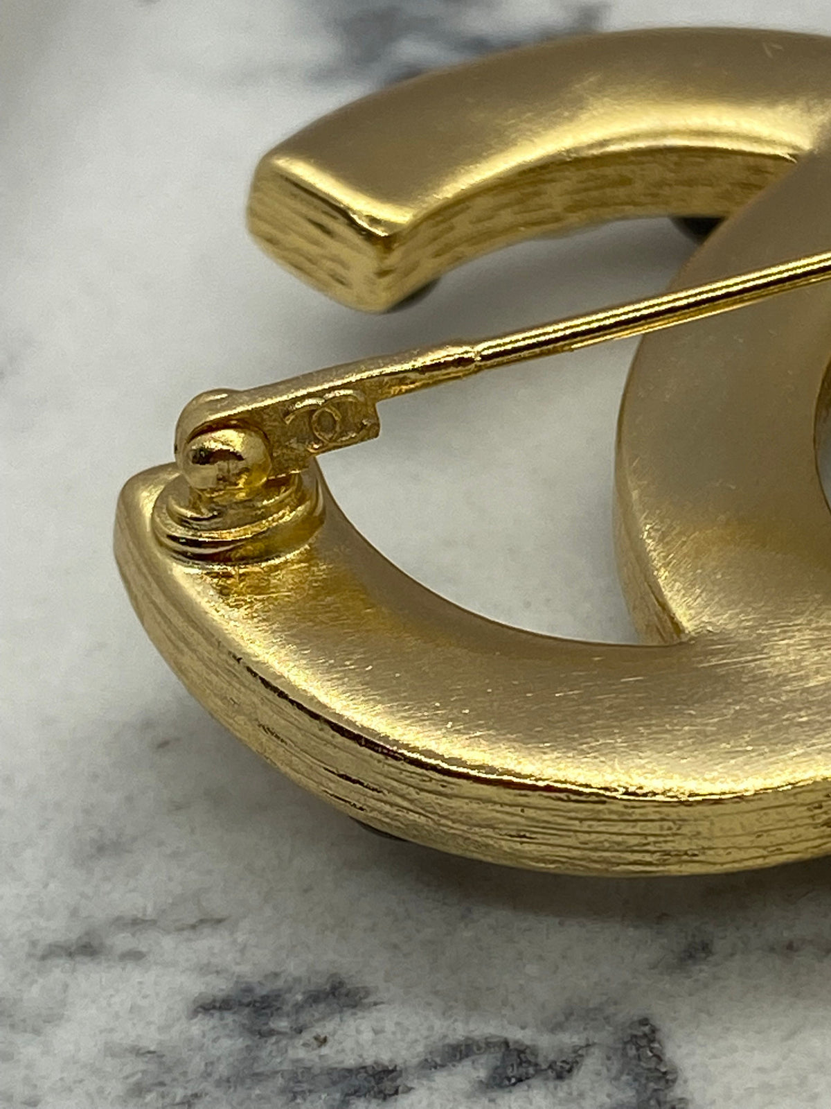 CHANEL CC Gold Tone Rhinestone Brooch Pin - USED