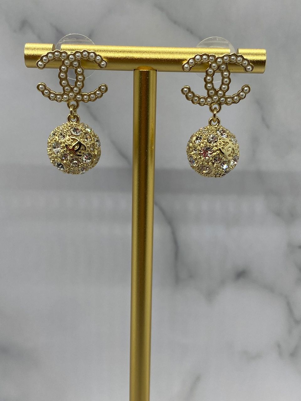 CHANEL CC Gold Tone Pendant Earrings - Pre owned