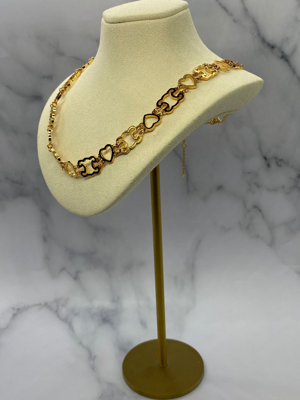 CELINE Gold Tone Hollow Heart Necklace - Pre owned