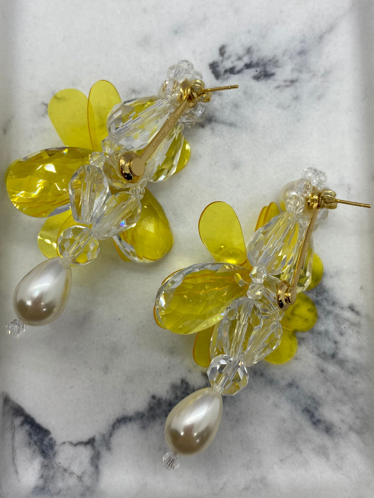 SIMONE ROCHA Yellow Plastic & Pearls Luxury Earrings - Pre owned