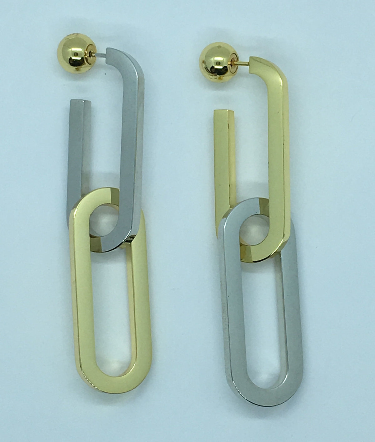 BURBERRY Silver & Gold Tone Link Earrings - Pre owned