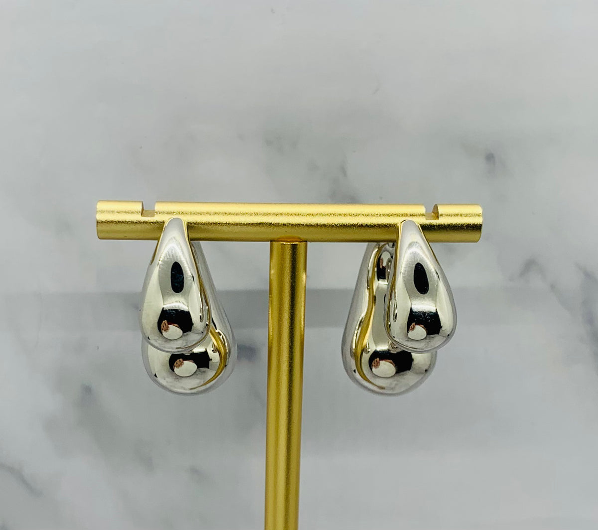 BOTTEGA VENETA Silver Tone Abstract Earrings - Pre owned