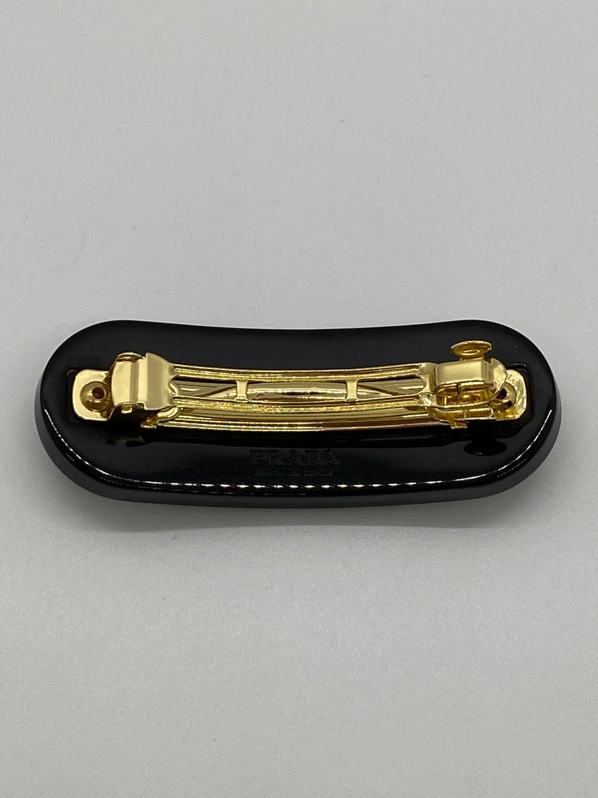 PRADA Acrylic Black Studded Hair Clip Barrette - Pre owned