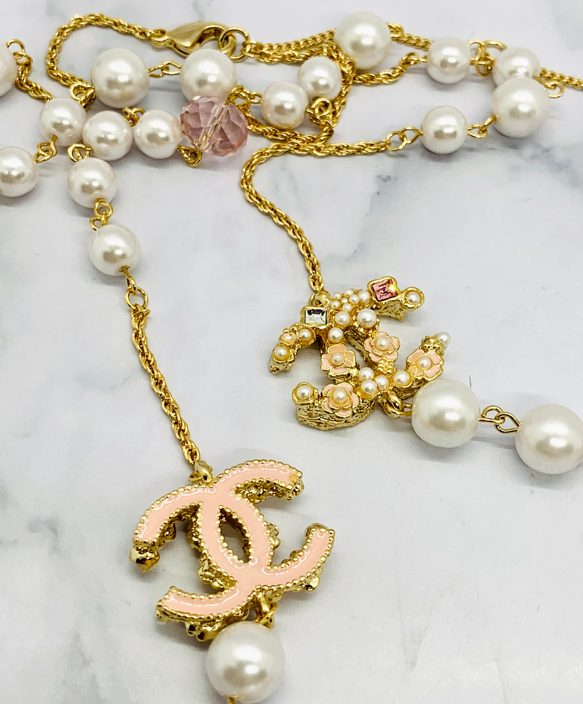 CHANEL CC Pearl Layer Statement Necklace - USED