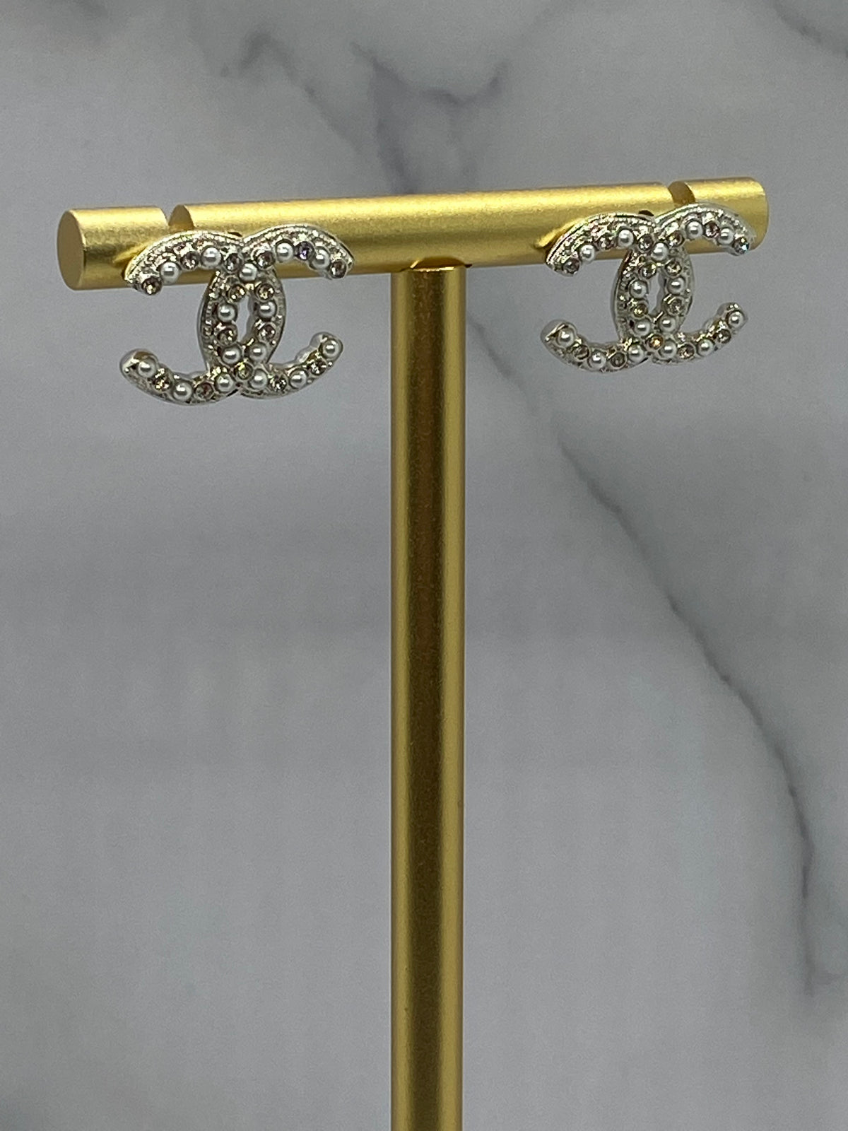 CHANEL CC Silver Tone Earrings - USED