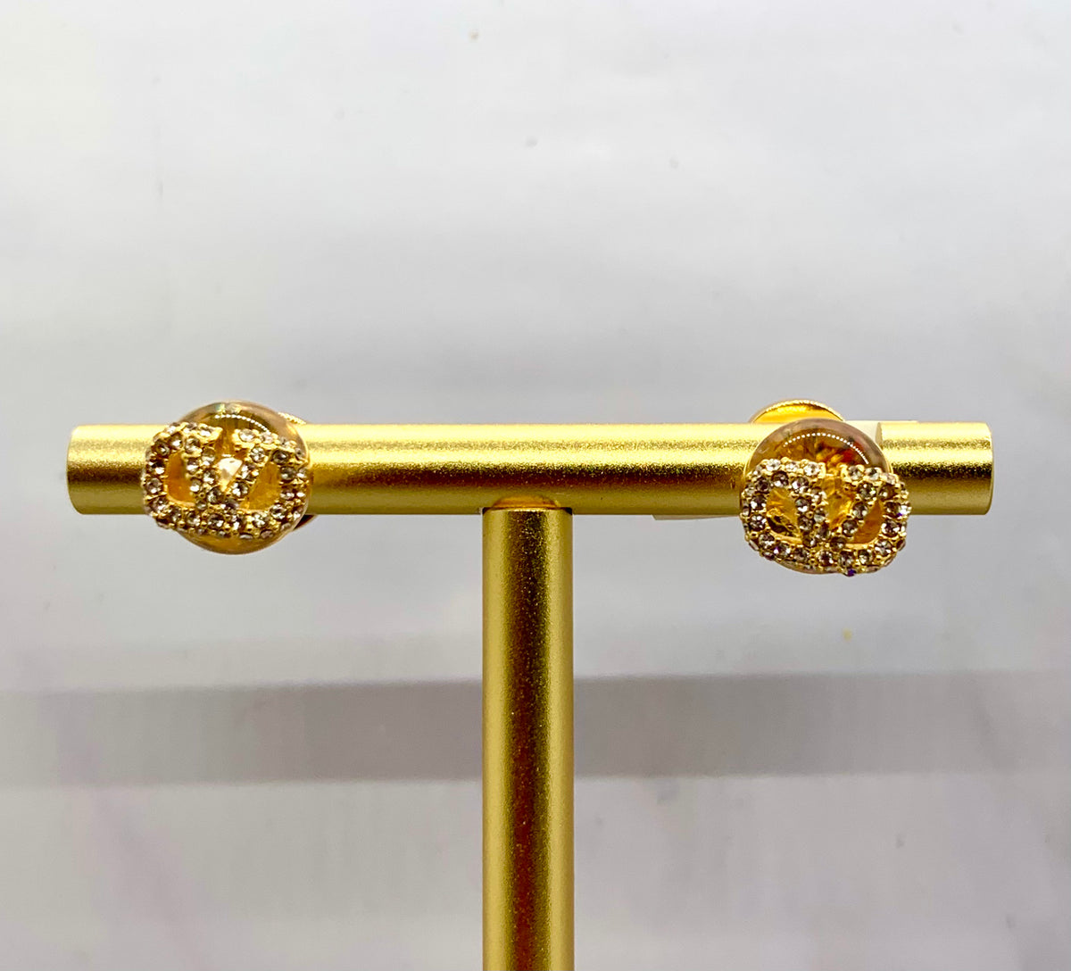 VALENTINO V Clear Rhinestone Earrings - Pre owned