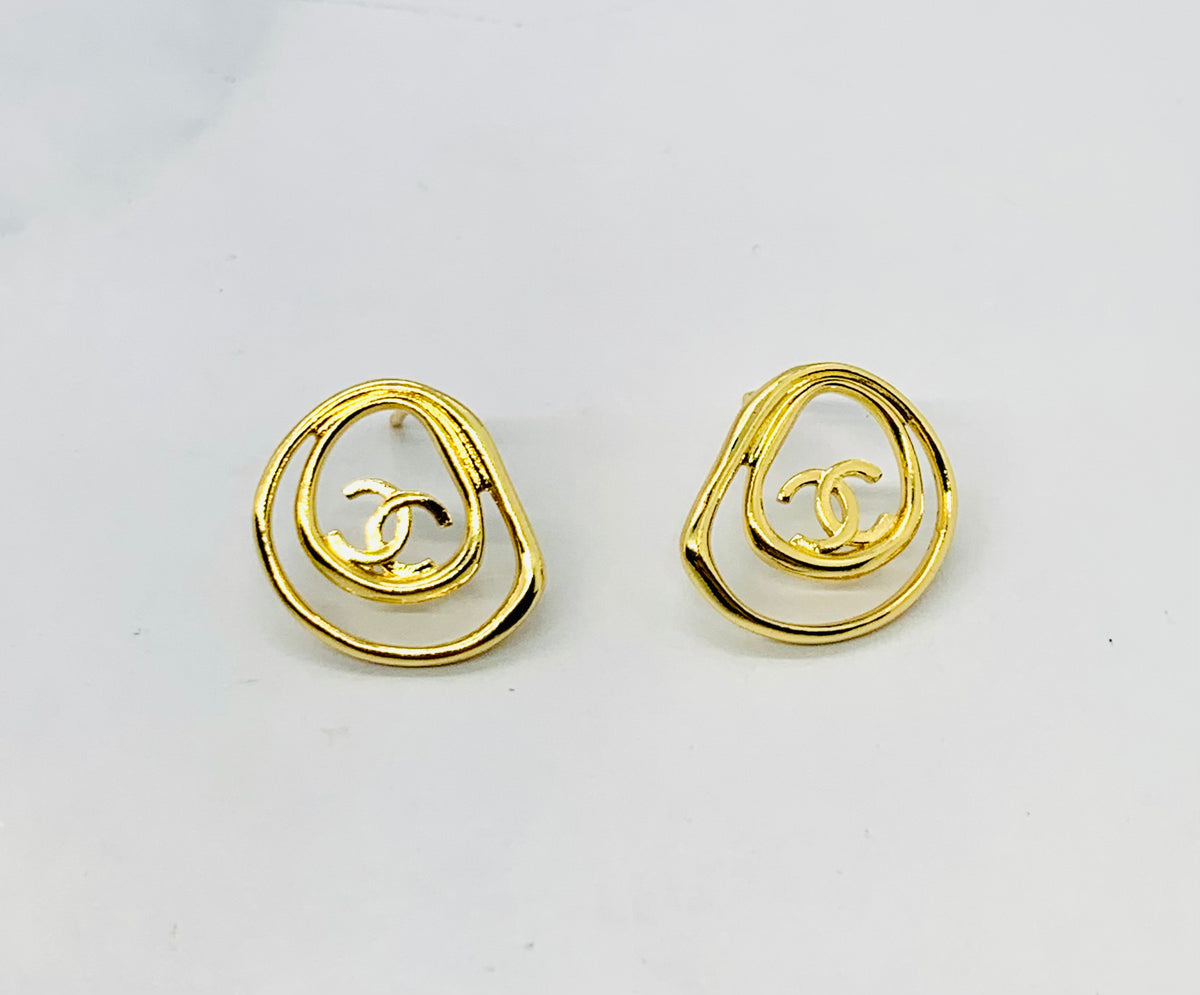 CHANEL CC Gold Tone Earrings - USED