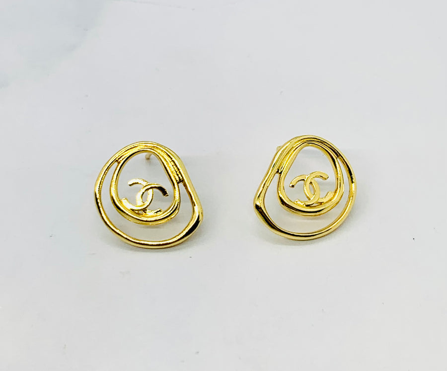 CHANEL CC Gold Tone Earrings - USED